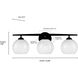 Kimorra 3 Light 23.88 inch Matte Black Vanity Light Wall Light